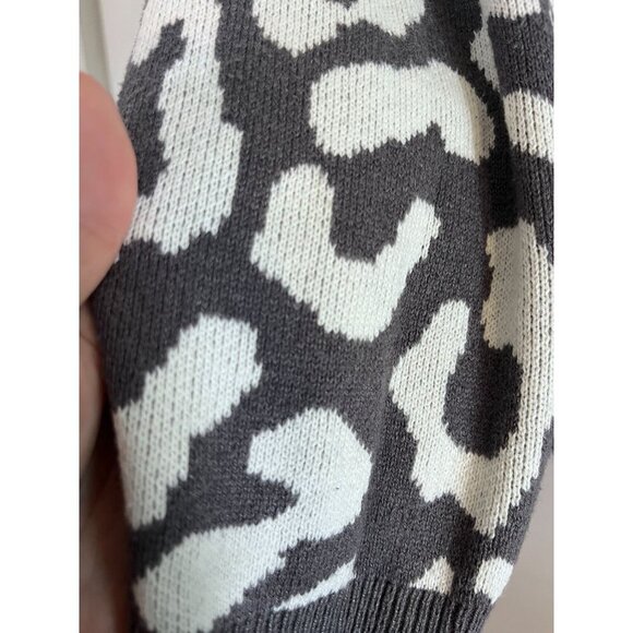 Lane Bryant Sweater Women 22 Gray Animal Print Safari Neutral Office Retro 80s - Picture 5 of 10
